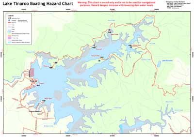 [picture of Lake Tinaroo boating hazard chart, North section]